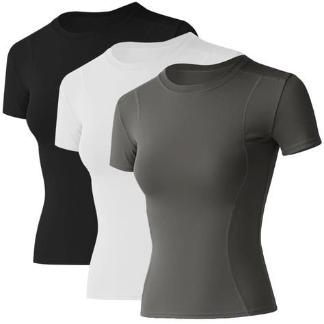 PRICES MAY VARY. 85% Polyester, 15% Spandex Imported Pull On closure Machine Wash 【NOTICE】The Workout Shirts Is Tight-fitting.if You Want To Loose Fit, Please Order One-two Larger Size Than Usual. 【FABRIC】This Workout Shirts made of professional fabric, the sweat produced during exercise is quickly dried to leave comfort to your skin.Can be worn as Compression top under the sweatshirt.The high elasticity ensure that athletic Tee top will not go up. 【INTIMATE LENGTH】The length of your clothes can Compression Top, Yoga Crop Tops, Workout Tops For Women, Women Workout, Workout Clothing, Swim Shirts, Gym Tops, Compression Shirt, Yoga Gym