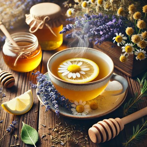 Tea with Chamomile, Lavender, and Lemon Balm Lavender And Lemon, Herbal Tea Blends, Herbal Infusion, Lemon Balm, Tea Blends, Herbal Tea, Iced Tea, The Morning, Lavender