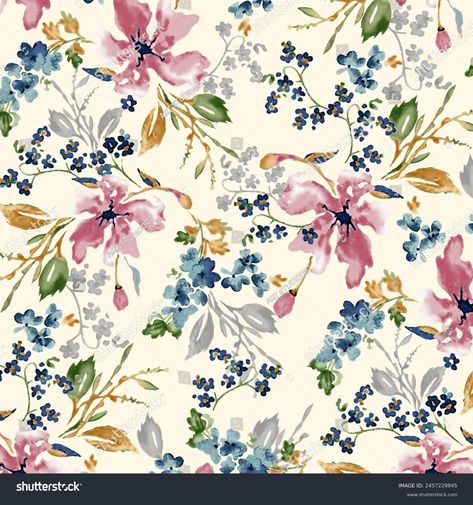 Sweet Flower Watercolor Seamless Patternsoft Pastel Stock Illustration 2457229845 | Shutterstock Flower Allover, Tiny Garden Ideas, Watercolor Floral Pattern, Allover Pattern, Flower Watercolor, Channel Art, Color Palette Generator, Digital Flowers, Apple Wallpaper