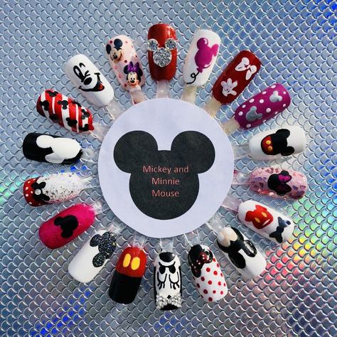 Mouse Nail Art, Mickey Mouse Nail Art, Disney Christmas Nails, Disneyland Nails, Mouse Nails, Disney Nail Designs, Mickey Mouse Nails, Disney Inspired Nails, Disney Acrylic Nails