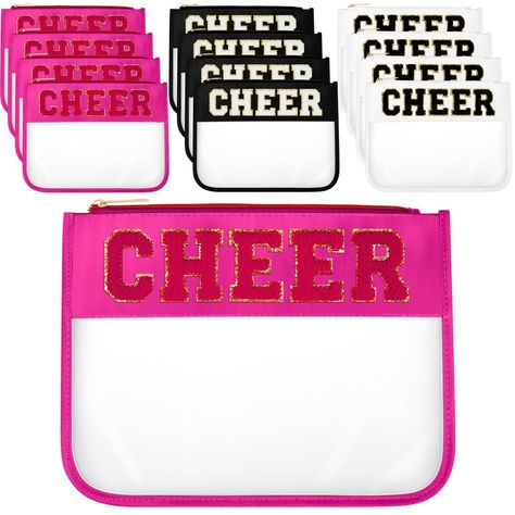 Aliceset 12 Pcs Cosmetic Cheer Bag with Chenille Letter Patches Clear Cheer Gift Bag Cheer Makeup Bag Cheerleader Bag Toiletry Zipper Pouch for Travel Women Girls Storage (Black, White, Hot Pink) Product Details Color: Black, White, Hot Pink Style: Cheer Brand: Aliceset MPN: WAR-Aliceset-550 UPC: Does not apply EAN: Does not apply Product Dimensions: 11.8 x 11.8 x 11.8 inches Item Weight: 2.46 pounds Manufacturer: Aliceset Item model number: WAR-Aliceset-550 Thoughtful Package: the package includes 12 cheer makeup bags with 3 colors, providing you with multiple options for organizing and storing your belongings efficiently; Each bag measures about 11.8 x 8.7 inches; You can use them for different purposes or share them with family and friends Stylish Chenille Letter Patches: the cheer bags Cheer Travel Kit, Cheer Practice Bag, Cheer Makeup Bag, Cheer Backpack Accessories, Personalized Cheer Makeup Bags, Cheer Luggage Tags, Cheer Gift Bags, Cheer Camp Gifts, Cheer Bags