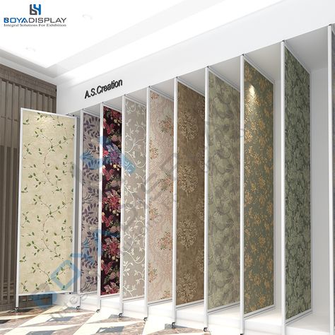 This display rack can be customized according to you need. Wallpaper Shop Display Interior Design, Wallpaper Store Display, Wallpaper Display Showroom, Display Wallpaper, Ply Board, Floral Wallpaper Bedroom, Wallpaper Display, Type Wallpaper, Buy Wallpaper