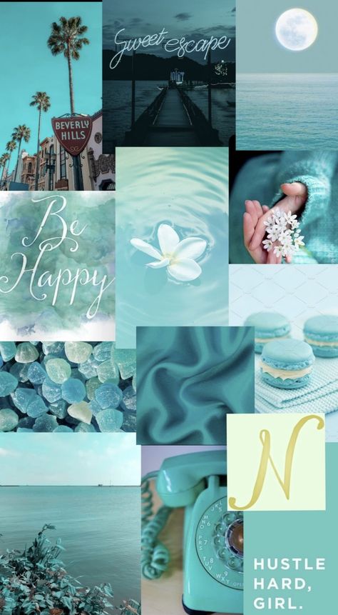 Preppy N Wallpaper, Letter N Wallpaper Iphone, N Aesthetic Letter, N Letter Wallpaper, N Wallpaper Letter, Turquoise Blue Aesthetic, Letter N Aesthetic, Letter N Wallpaper, Blue Aesthetic Collage Wallpaper