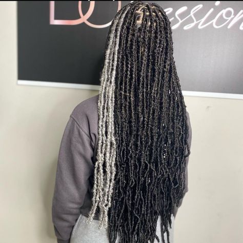 Black And Grey Locs, Grey Soft Locs, Dreds Locs, Soft Locs, French Braids, Faux Locs Hairstyles, Locs Hairstyles, Faux Locs, Braids For Black Hair