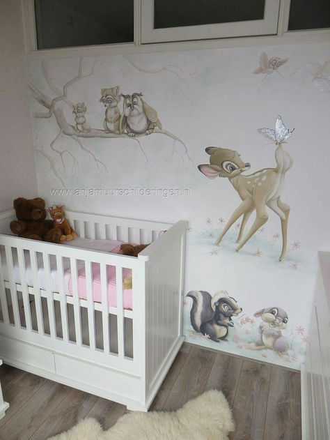 Bambi Nursery Theme, Bambi Bedroom, Disney Animal Nursery, Adelaide Beach, Bambi Nursery, Jungle Nursery Boy, Disney Inspired Nursery, Bambi Baby, Nursery Baby Girl