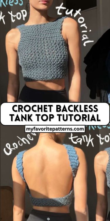 Backless Top Crochet Pattern, Crochet Backless Top Pattern Free, Backless Top Pattern, Backless Crochet Top, Tank Top Tutorial, Crochet Sleeveless Top, Diy Crochet Cardigan, Bell Top, Crochet Tank Tops