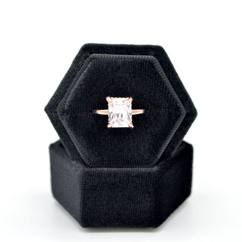 Hi there! Thanks for checking out With This Ring Co. Our products are crafted with obsessive attention to detail. Our velvet ring boxes are perfect for proposals, safekeeping, wedding photos, or a walk down the aisle. ► I T E M ∙ D E T A I L S : * Listing is for one black hexagon velvet ring box. * Both the one ring slot and two ring slot options are the same size. * Our hexagon ring boxes measure approx. 40mm x 40mm x 40mm (LxWxH). Each box is made with care using fine, soft velvet and matching Black White Invitation, Black Ring Box, Ring Box Proposal, Engagement Box, Hexagon Wedding, Ring Box Wedding, Hexagon Ring, Proposal Ring Box, Ring Boxes