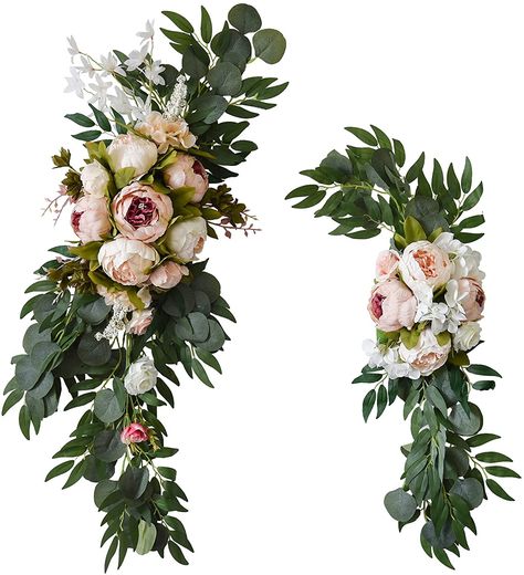 Feuille Eucalyptus, Wedding Arch Flowers, Arch Flowers, Peony Wedding, Wedding Flower Decorations, Floral Arch, White Peonies, Flower Display, Artificial Roses