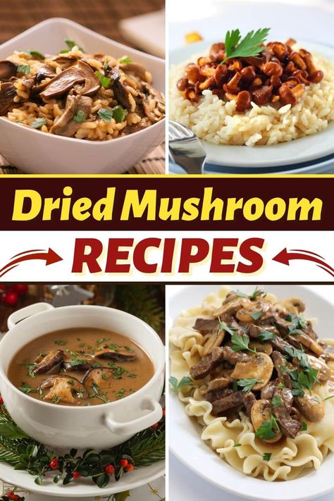 These dried mushroom recipes can't be topped! from soup to stir-fry to risotto, you'll never look at mushrooms the same way again. Mushroom Soup Using Dried Mushrooms, Mushroom Soup Dried Mushrooms, Dried Mushroom Soup Recipes, Recipes With Dried Mushrooms, Recipes Using Dried Mushrooms, Dried Wild Mushroom Recipes, Dried Mushroom Soup, Dried Mushrooms Recipes, Dried Mushroom Recipes