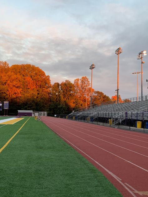 #sunset #school #schoolsport #fieldhockey #track #trackandfield #fall #autumn #leaves #aesthetic Autumn Football, Highschool Sports Aesthetic, Sunset Football Field Aesthetic, School Track Field, Football Field Sunset, Private School Football Field, Highschool Track And Field, Fall Sports, Sports Aesthetic