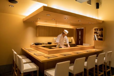 Sushi Bar Design, Best Restaurants In Tokyo, Japanese Restaurant Interior, Japanese Restaurant Design, Bakery Interior, Tokyo Restaurant, Ramen Restaurant, Restaurant Photos, Sushi Restaurants