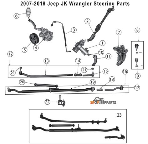 2007-2018 Jeep JK Wrangler Steering Parts Diagram Component Diagram, Jeep Wrangler 2007, Jeep Wrangler Parts, Jeep Wrangler Rear Bumper, 1999 Jeep Wrangler, 2004 Jeep Wrangler, Jeep Jku, 2013 Jeep Wrangler, Wrangler Sport