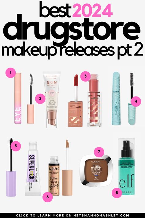 Best New Drugstore Makeup Releases 2024 Part 2 — hey ShannonAshley Best Drugstore Makeup 2024, Best Drugstore Skin Care, Cvs Makeup, Foundation Drugstore, Mascara Best, Walmart Makeup, High End Makeup Brands, Best Drugstore Mascara, Makeup Drugstore