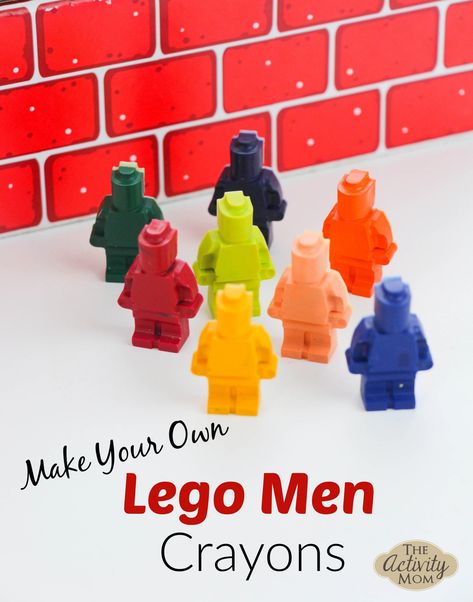 How to Make Lego Crayons using old crayons. Make your own lego crayons for gifts. Lego crayons make great party favors at a Lego party! #lego #crayons #legoparty #giftideas #partyfavor Lego Molds, Lego Crayons, Aesthetic Crochet Patterns, Lego Printables, Diy Crayons, Crochet Patterns Ideas, Lego Challenge, Make Paper Flowers, Lego Activities