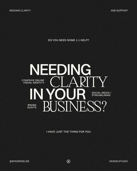 Are you feeling lost within your business? Overwhelmed by never ending lists and just not sure what direction to go? I've got your back girl! Let me help! Now offering Brand Clarity and Elevate Sessions! 'What are they Keren and how can they help me!?' Let's get into the nitty gritty (is that so Millennial of me?). The calls are an hour of relaxed chats about your business (you have already sent me details about your business, it's pain points and where you need help). We've got our cuppa an... Get Your Spark Back, Brand Clarity, Back Girl, Social Media Content Ideas, Branding Images, Contemporary Typography, Business Branding Inspiration, Business Graphics, Identity Design Inspiration