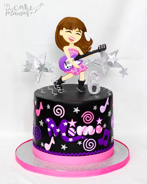 Rockstar Birthday Cake, Rock Star Birthday Cake, Pink Food Ideas, Birthday Cakes Pink, Birthday Dinner Dresses, Rockstar Cake, Barbie Backdrop, Pink Birthday Cake Ideas, Music Birthday Cakes