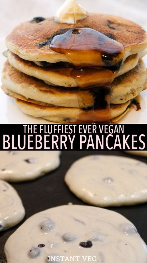 Pancake Recipe No Baking Powder, Blueberry Pancakes Easy, Vegan Blueberry Pancakes, Buttermilk Pancake Recipe, Best Vegan Pancakes, Pancakes Protein, Blueberry Pancakes Recipe, Buttermilk Pancake, Vegan Pancake Recipes