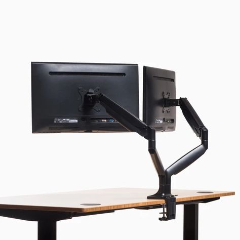 Monitor Arms, Stands, and Mounts | Save Space & Your Neck - Fully Laptop Setup, Office Canteen, Charles Ray Eames, Wooden Lockers, Dual Monitor Arms, False Wall, Office Supplies Gift, Monitor Arm, Cable Management System