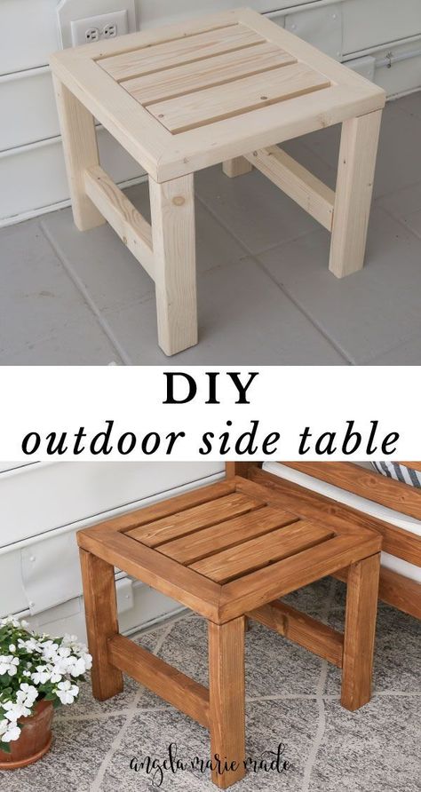 Diy Outdoor Side Table, Side Table Plans, Window Mudroom, Patio Side Table, Bench Ideas, Outdoor Furniture Plans, Outdoor Couch, Banquette Seating, Outdoor Side Table