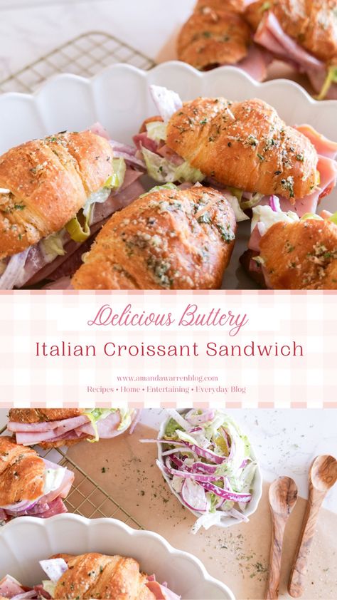 Elevated Sandwiches, Crosaint Sandwich Recipes, Crissonts Sandwich Ideas, Sandwich Recipes Croissant, Best Croissant Sandwich, Croissant Sandwich For Party, Croissant Sandwich Ideas Lunches, Croissant Sandwich Charcuterie Board, Italian Croissant