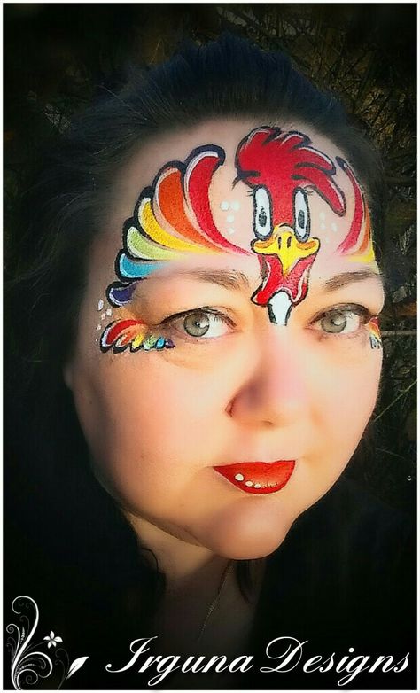 Rooster facepaint. Haan schmink. Chicken Face Paint, Last Minute Kostüm, Strawberry Festival, Face Paintings, Art Is Life, Face Painting Designs, Fantasy Makeup, Painting Designs, Face Painting