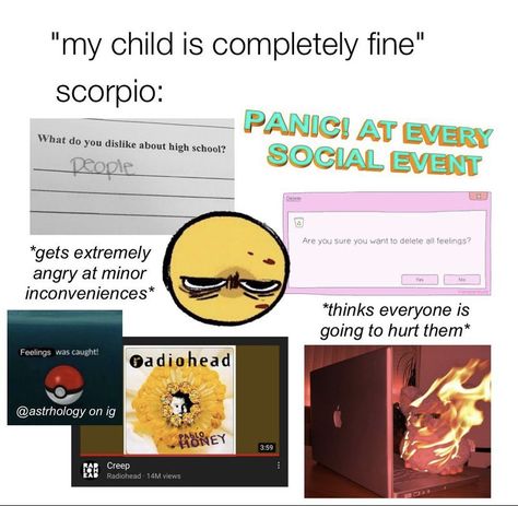 Aesthetic Scorpio, Infp Scorpio, I Am The Problem, Creep Radiohead, Horoscope Constellation, Zodiac Quotes Scorpio, Weird Memes, Scorpio Zodiac Facts, Zodiac Sign Scorpio