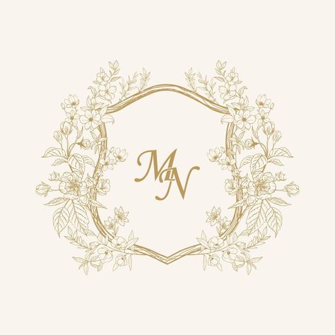 MN Initial Wedding Monogram Logo Crest, Wedding Logo Design, Custom Wreath Wedding Monogram, Crest Initial Wedding Logo. Mn Initials Logo, Wedding Card Logo Design, Wedding Monogram Logo Initials, Kad Jemputan, Wedding Initials Logo, Mn Logo, Wedding Illustration Card, Monogram Template, Engagement Invitation Cards