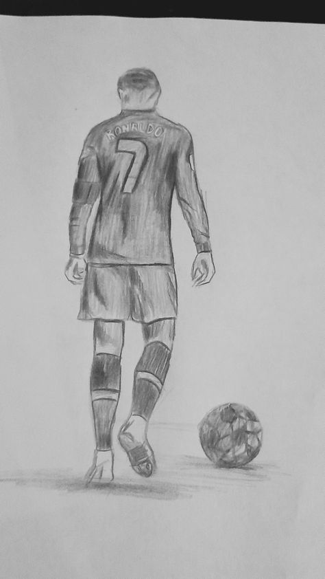 Soccer Drawings Sketches, Messi Sketch Pencil Easy, Football Drawings Easy, Drawing Ideas Soccer, Cr7 Drawing Pencil, Footballer Sketch, Ronaldo Sketch Pencil, Cr7 Drawing Easy, Soccer Drawings Easy