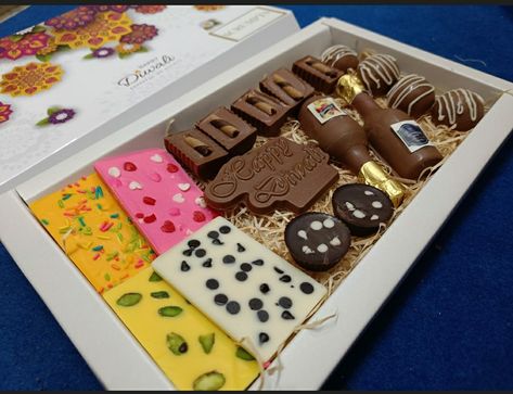 Diwali Chocolate Packing Ideas, Diwali Chocolate Boxes, Diwali Hampers, Chocolate Packing, Chocolate Business, Diwali Crackers, Hamper Ideas, Diwali Sweets, Chocolate Hampers