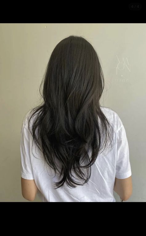 Manta Ray Haircut, Medium Layered V Shaped Haircut, Asian Layer Hair, Long Layered Haircuts Asian Hair, Asian Long Layered Haircuts, Hair Cuts For Long Thick Hair Straight, Wispy Ends Haircut, Korean Hairstyle Layered, Asian Layered Hair Medium Round Faces