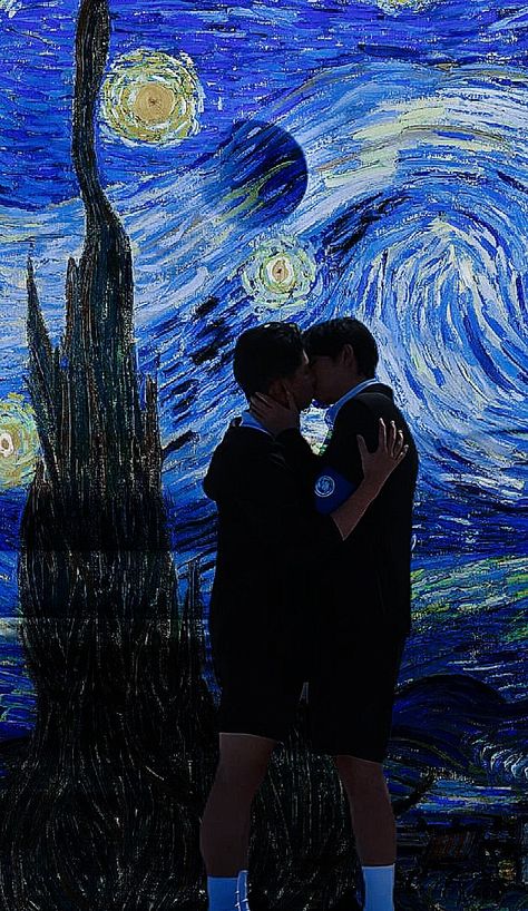 The eclipse and Van Gogh The Eclipse Wallpaper, Khaofirst Wallpaper, Eclipse Wallpaper, The Eclipse, Boys Wallpaper, Edgy Wallpaper, Matching Wallpaper, One Piece Comic, Japanese Drama