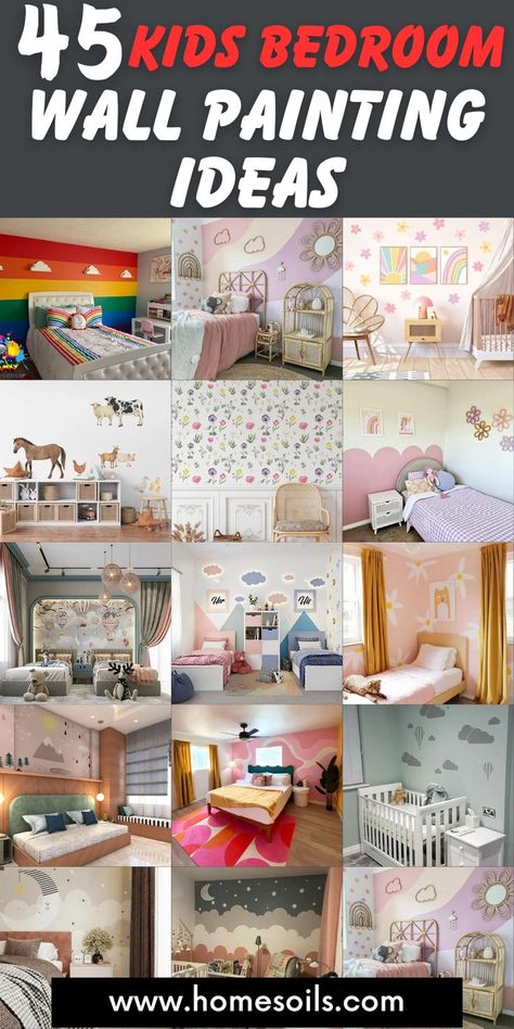 "45 Simple Kids' Bedroom Wall Painting Ideas: Create Fun & Colorful Spaces!" Discover easy and creative wall painting ideas to transform your child's bedroom into a playful haven. Perfect for adding a personal touch with minimal effort! Toddler Wall Paint Ideas, Girls Bedroom Accent Wall Ideas, Girl Room Paint Ideas, Kids Bedroom Color Ideas, Kids Bedroom Paint Ideas, Girls Room Paint Ideas, Kids Bedroom Wall Painting Ideas, Girls Bedroom Paint Ideas, Girls Bedroom Accent Wall