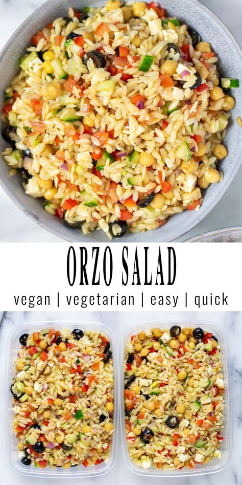 Quinoa Orzo Salad, Orzo Pasta Salad Vegan, Orzo Lentil Salad, Vegetarian Orzo Salad, Vegan Orzo Recipes Healthy, Vegetarian Recipes Orzo, Asian Orzo Salad, Vegan Orzo Salad Recipes, Orzo Salad Vegan