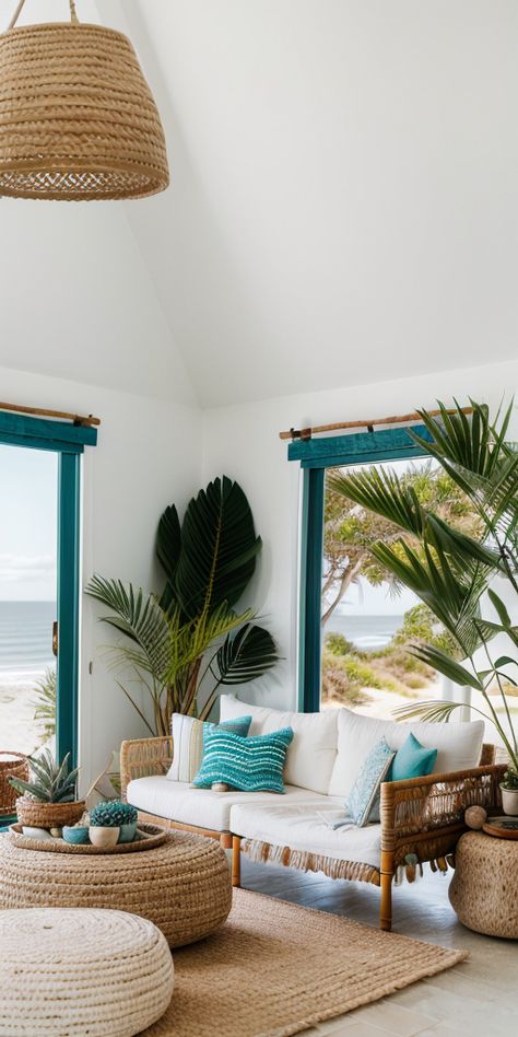 Interior Design Inspo Boho Beach House Decor, Global Inspired Decor, Layered Textiles, Retreat Design, Boho Beach House, Tropical Interior Design, Coastal Boho, Beachy Decor, Casa Exterior