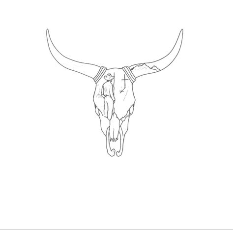 Steer Head Tattoo With Flowers, Simple Bull Skull Tattoo, Steer Head Tattoo, Long Horn Cow Skull Tattoo, One Line Bull Skull Tattoo, Western Tattoo, Steer Head, Cowboy Tattoos, Half Sleeve Tattoos Drawings