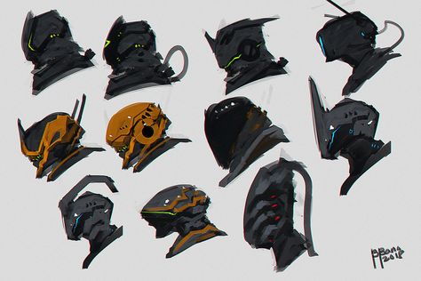 ArtStation - Quick Sketches Helmet Designs, Benedick Bana Helmet Art Design, Unique Helmet Design, Helmet Design Ideas, Mech Head, Helmet Sketch, Benedick Bana, Noxus League Of Legends, Cyberpunk Helmet, Helmet Designs