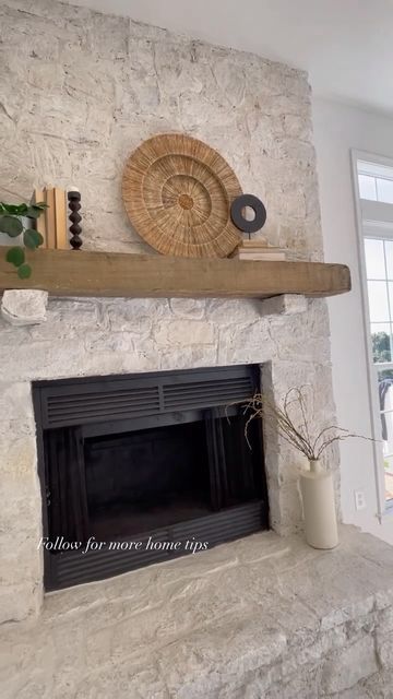 Romabio Paints on Instagram: "Beautiful stone fireplace transformation by @christinalandsman   Comment “fireplace” to check out our All-in-One Fireplace Kits. 🤍  “Dry stack field stone looking dated? We added white thinset mortar with a grout bag, and schmered it in.  Then topped with @romabiopaints limewash. “ .l See more examples at #romabiooverstone  #fireplace #fireplacedecor #fireplacemantel #fireplacemakeover #fireplacedesign #limewashpaint #stonefireplace #limewash #romabio" Refinishing Rock Fireplace, Remove Stone From Fireplace, Home Fireplace Stone, Redone Fireplace Ideas, Stone Slab Fireplace, Painted Stacked Stone Fireplace, White Stone Fireplace With Wood Mantel, Fireplace Before And After, Updating Stone Fireplace