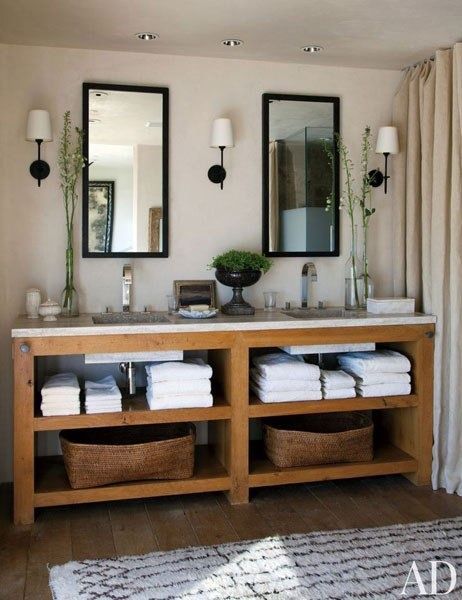 Bad Inspiration, Rustic Bathrooms, Bathroom Redo, Rustic Bathroom, Bathroom Cabinets, Bath Remodel, House Bathroom, Beautiful Bathrooms, Rustic Modern