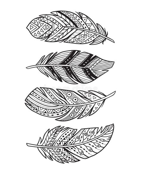 Vector outline abstract boho feathers on a white background royalty free illustration Feather Zentangle, Calligraphy For Kids, Order Of The Arrow, Feather Drawing, Weird Tattoos, Lion Pictures, Boho Feathers, Feather Tattoo, Silhouette Vinyl