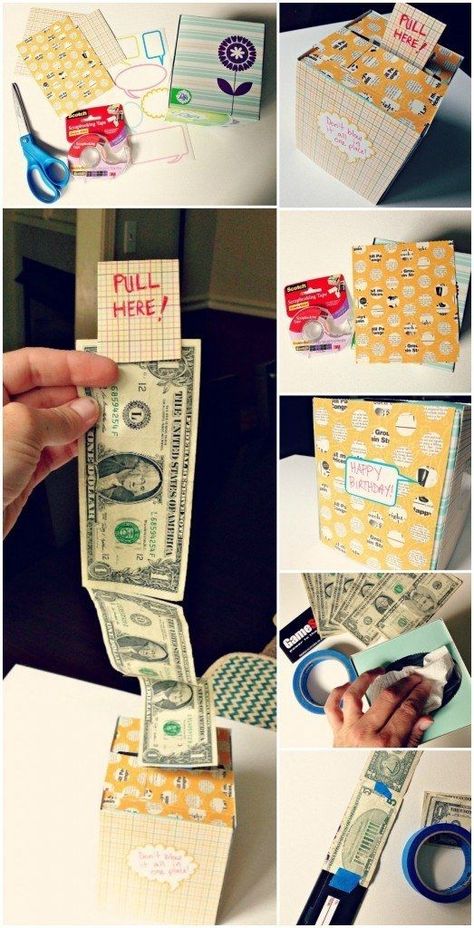 Or a Kleenex box o’ cash. | 21 Surprisingly Fun Ways To Give Cash As A Gift Creative Holiday Gifts, Creative Money Gifts, Birthday Money, Holiday Gift Card, Kleenex Box, Creative Diy Gifts, Diy Money, Christmas Money, Cash Gift