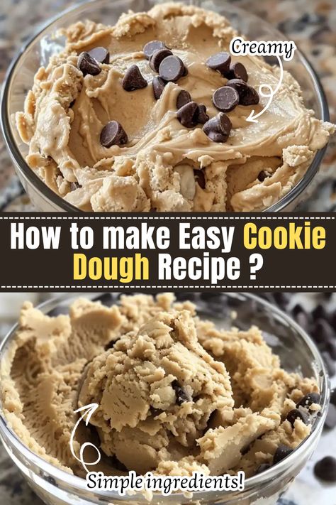 This easy and delicious cookie dough recipe is perfect for baking classic chocolate chip cookies or enjoying raw as a treat! Made with simple ingredients like butter, sugar, flour, and chocolate chips, this dough comes together quickly and is ready for all your cookie cravings. Whether you prefer to bake or indulge in a spoonful of raw cookie dough, this recipe is a must-try. It’s versatile, easy to make, and guaranteed to satisfy your sweet tooth. Perfect for family gatherings, snacks, or even making homemade cookie dough ice cream! Homemade Cookie Dough Ice Cream, Protein Cookie Dough Recipe, Simple Cookie Dough Recipe, Easy Delicious Cookies, Easy Cookie Dough, Homemade Cookie Dough, Protein Cookie Dough, Cookie Dough Recipe, Classic Chocolate Chip Cookies