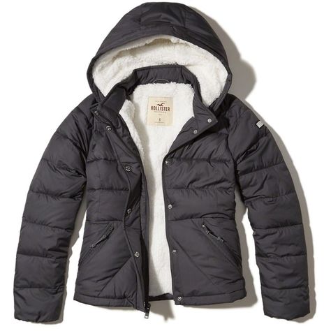 Hollister Sherpa-Lined Puffer Jacket (€100) ❤ liked on Polyvore featuring outerwear, jackets, dark grey, puff jacket, logo jackets, zipper jacket, zip jacket and cold weather jackets Hollister Winter Jackets, Hollister Puffer Jacket, Thrift Clothes, Hollister Jacket, Grey Puffer Jacket, Puffa Jacket, Cold Weather Jackets, Black Winter Jacket, Grey Puffer