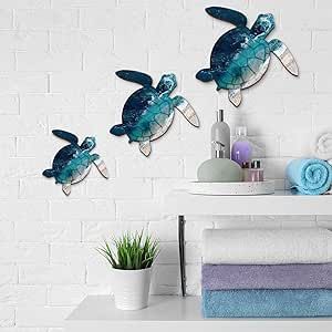 love these turtles for the deck or the hallway Beach Theme Art, Turtle Room, Sea Turtle Decor, Sea Life Wall Art, Turtle Wall Decor, Indoor Outdoor Bathroom, Sea Turtle Wall Art, Turtle Sea, Turtle Wall Art