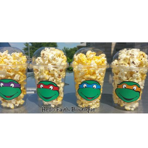 Turtle Popcorn, Ninja Turtle Theme, Mutant Ninja Turtles Party, Turtle Baby Shower, Turtle Birthday Parties, Tmnt Birthday, Ninja Turtles Birthday Party, Tmnt Party, Ninja Birthday