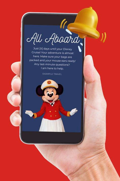 Calling all travel agents! ✈️ Looking for a creative way to connect with your clients and make a splash in their vacation planning? Dive into the world of Disney Cruise Line with these stunning Canva-designed textable cards. With captivating photos of Minnie, Mickey, and Donald, these cards are an instant attention-grabber! 📸✨ Bring the magic of Disney straight to your clients' fingertips. 🌟🚢 #DisneyCruiseLine #TextableCards #DisneyMagic #TravelAgents #MinnieAndMickey #DonaldDuck #Canva Disney Travel Agent Social Media Posts, Disney Travel Agent Planners, Travel Agent Social Media, Disney Travel Agent, Cruise Planner, Mickey And Donald, Disney Travel Agents, Attention Grabber, World Of Disney