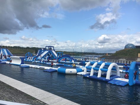 Inflatable Water Park Aesthetic, Water Obstacle Course, Fancy Water, Inflatable Obstacle Course, Inflatable Water Park, Fun List, Water Parks, Dreams And Nightmares, Bouncy Castle