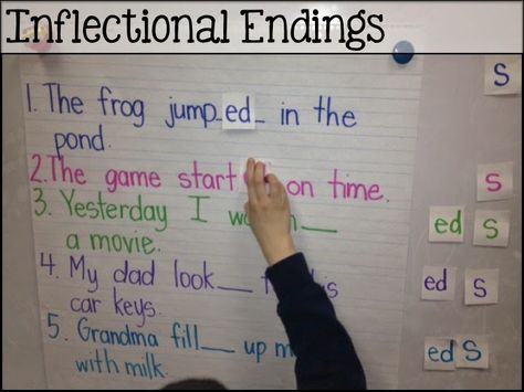 Sarah's First Grade Snippets: No Worksheet Wednesday Inflections Anchor Chart, Inflectional Endings First Grade, Inflectional Endings Activities, Inflectional Endings Anchor Chart, Suffixes Anchor Chart, Inflectional Endings, Word Building Activities, First Grade Phonics, First Grade Writing