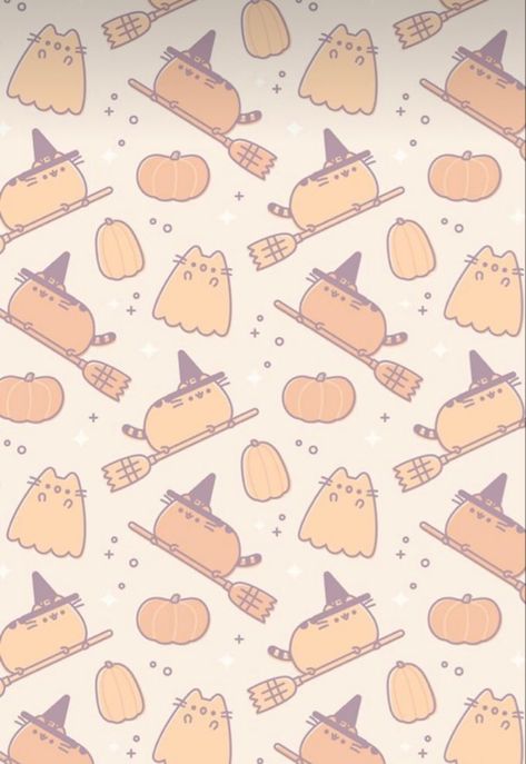 Cat Pattern Wallpaper, Halloween Wallpaper Iphone Backgrounds, Pumpkin Wallpaper, Pusheen Cute, Halloween Wallpaper Backgrounds, Halloween Wallpaper Cute, Cute Fall Wallpaper, Pusheen Cat, Halloween Artwork