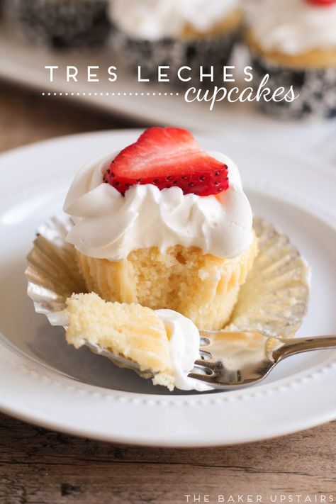 tres leches cupcakes - The Baker Upstairs Tres Leches Cupcakes, Homemade Cupcake Recipes, Vegetarian Cake, Thanks For Your Support, Tres Leches, Yummy Cupcakes, Dessert Cupcakes, Food Cakes, Sweets Treats