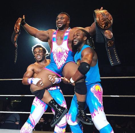 The New Day as WWE Tag Team Champions The New Day Wwe, Eminem Funny, Kofi Kingston, Wwe Tag Teams, Professional Wrestlers, Wwe Tna, Wwe Wallpapers, Wwe World, Pro Wrestler